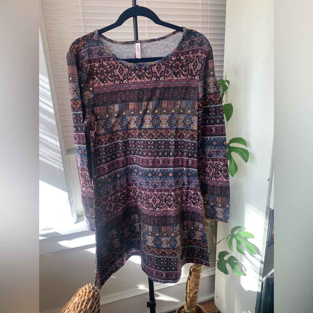 Earth Tone Patterned Dress by xhilaration in size Large